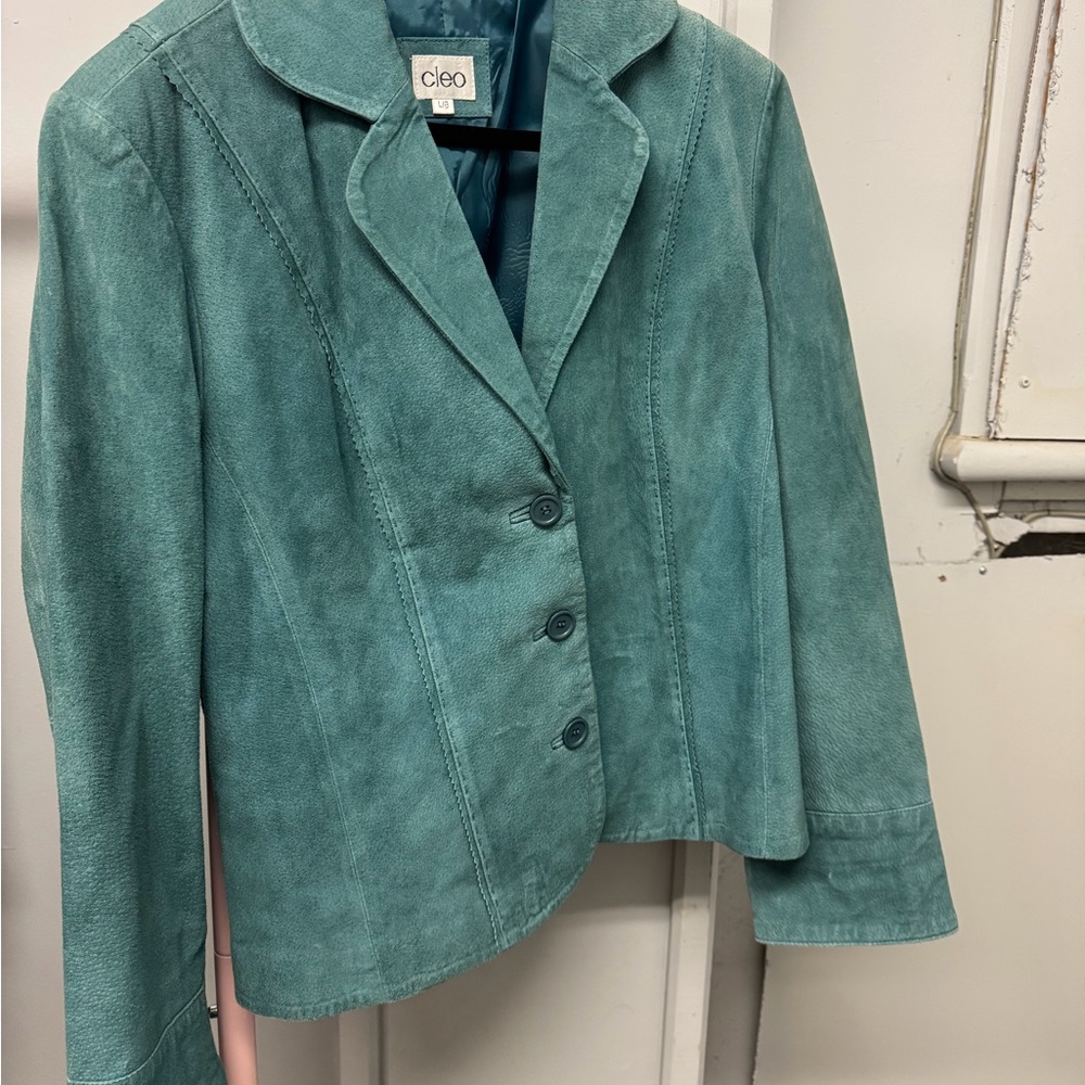Cleo Women's Teal Leather Jacket